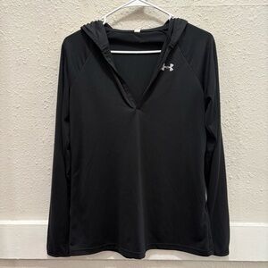 Under Armour Women's Tech Long Sleeve Hooded Henley Top in Black Size M